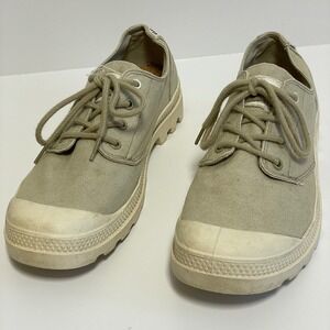 Palladium‎ Organic Canvas Low Top Sneakers Shoes Beige Mens 9.5 Women's 11